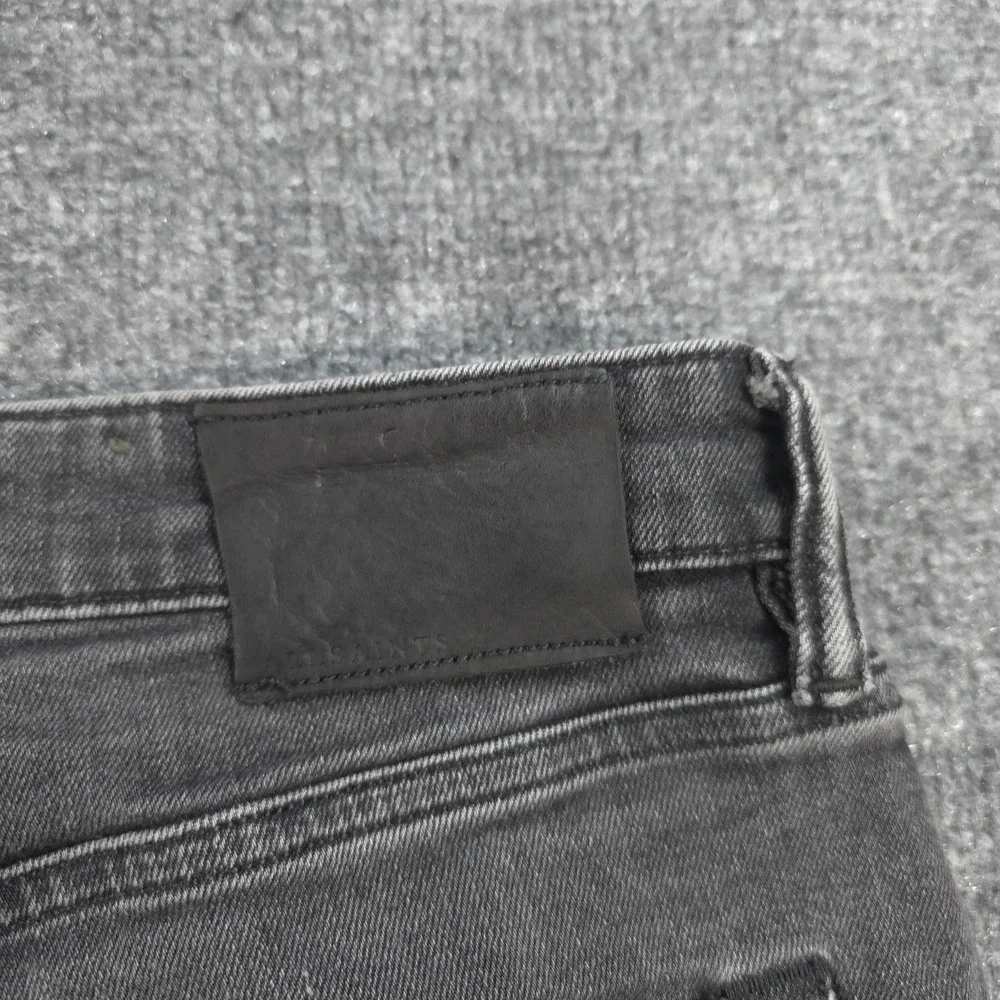 AllSaints Jeans Mens 32x33 Black Rex Skinny Slim Stretch Denim Distressed